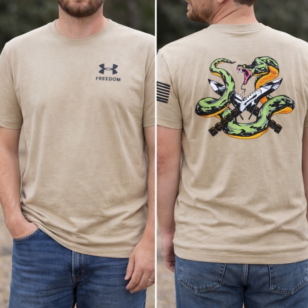 NEW Men's Under Armour Freedom Snake Short-Sleeve T-Shirt Large Tan #0793